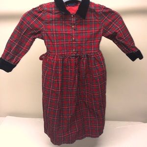 Lands End Girls Sz 4 Plaid Corduroy Holiday Dress